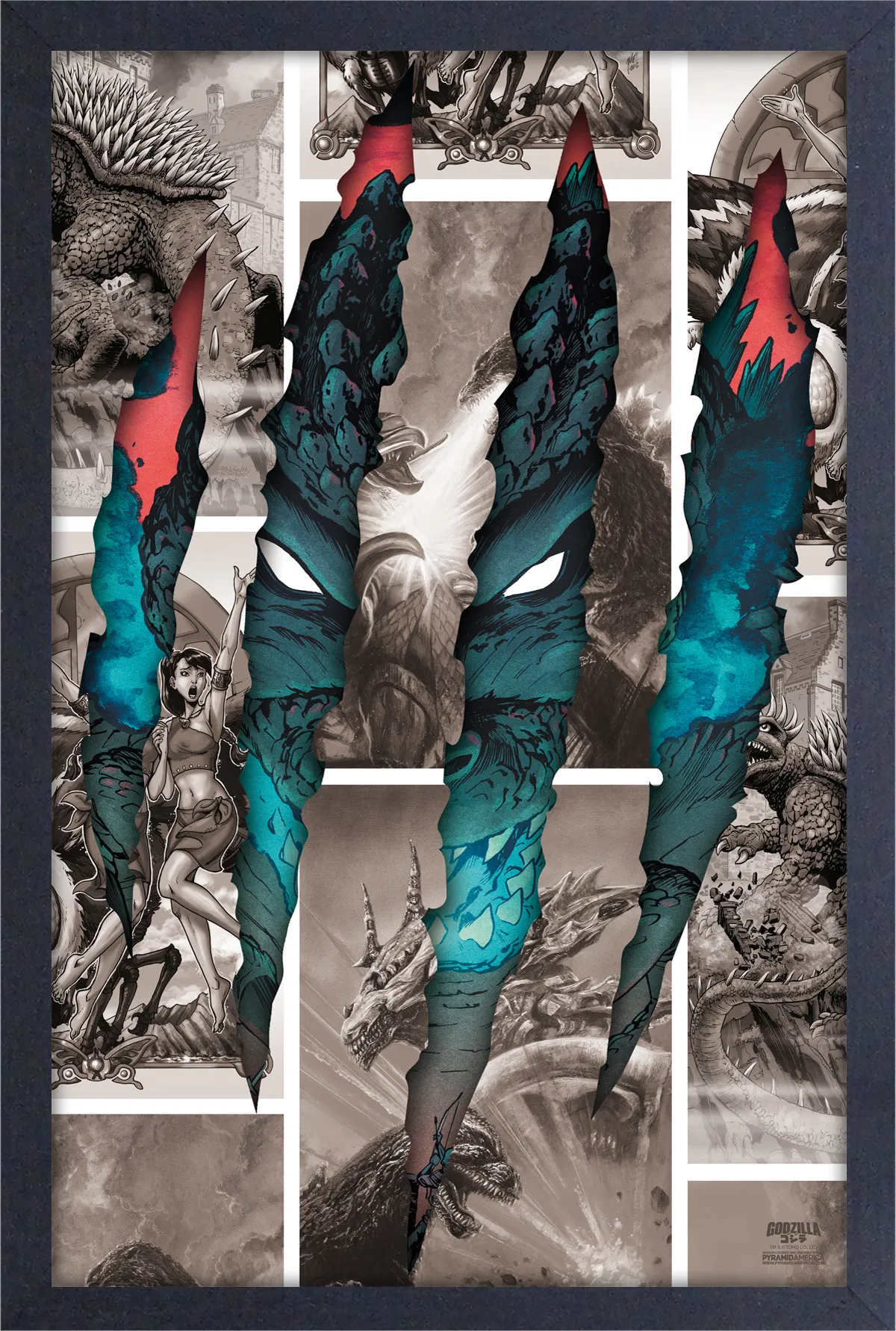 Godzilla - Slashing Through (11"x17" Gel-Coat) (Order in multiples of 6, mix and match styles)