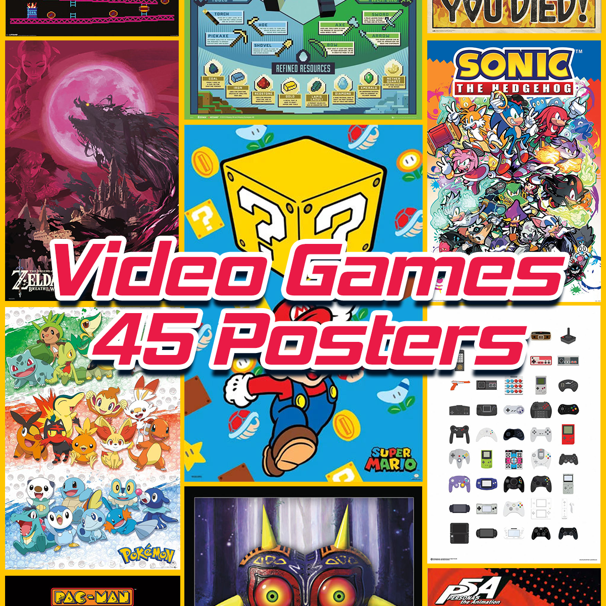 24 x 36 Poster Box - Video Game Theme (45 Posters BAGGED & BOARDED)