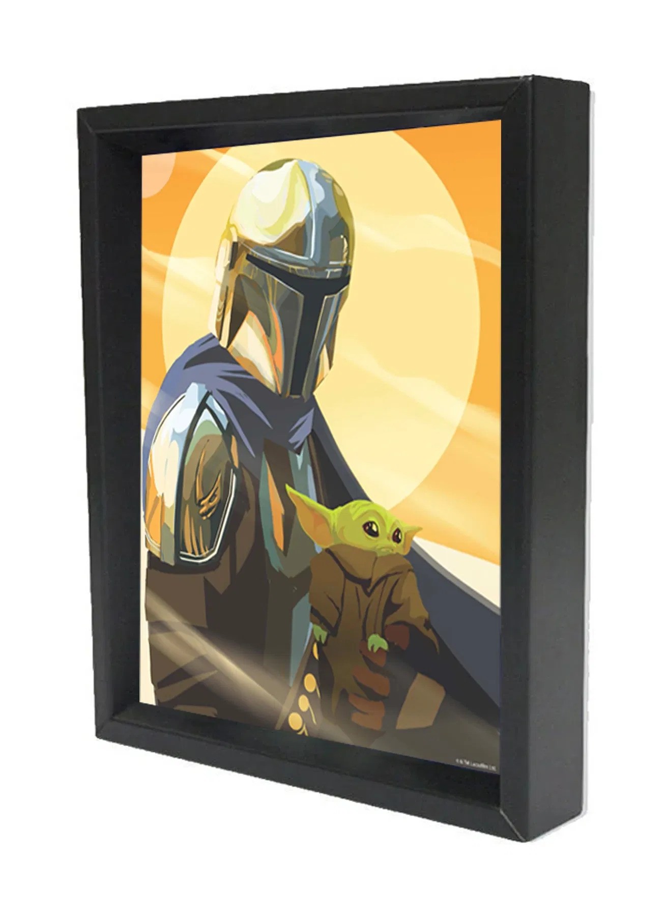 Star Wars - The Mandalorian - Mando & Child (8"x10" Lenticular Shadow Box)